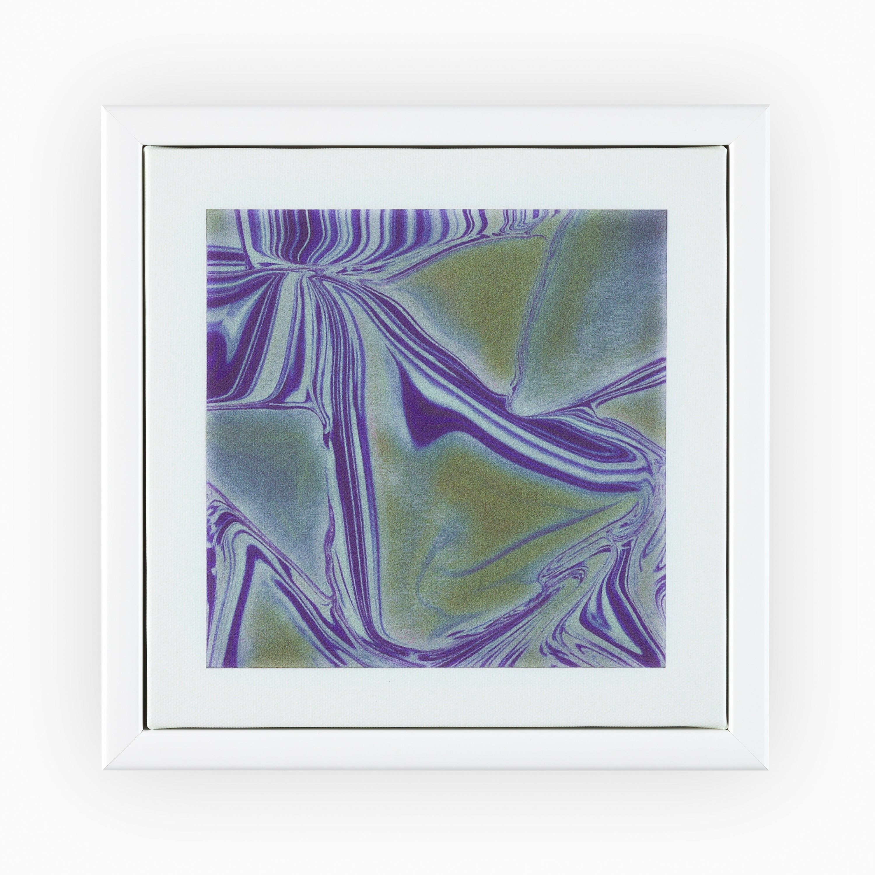 High-end 20x20 cm canvas art, digitally printed and presented in a sleek black frame. The artwork creatively depicts photosynthesis with stylised natural forms and sweeping lines in harmonious shades of green and blue.